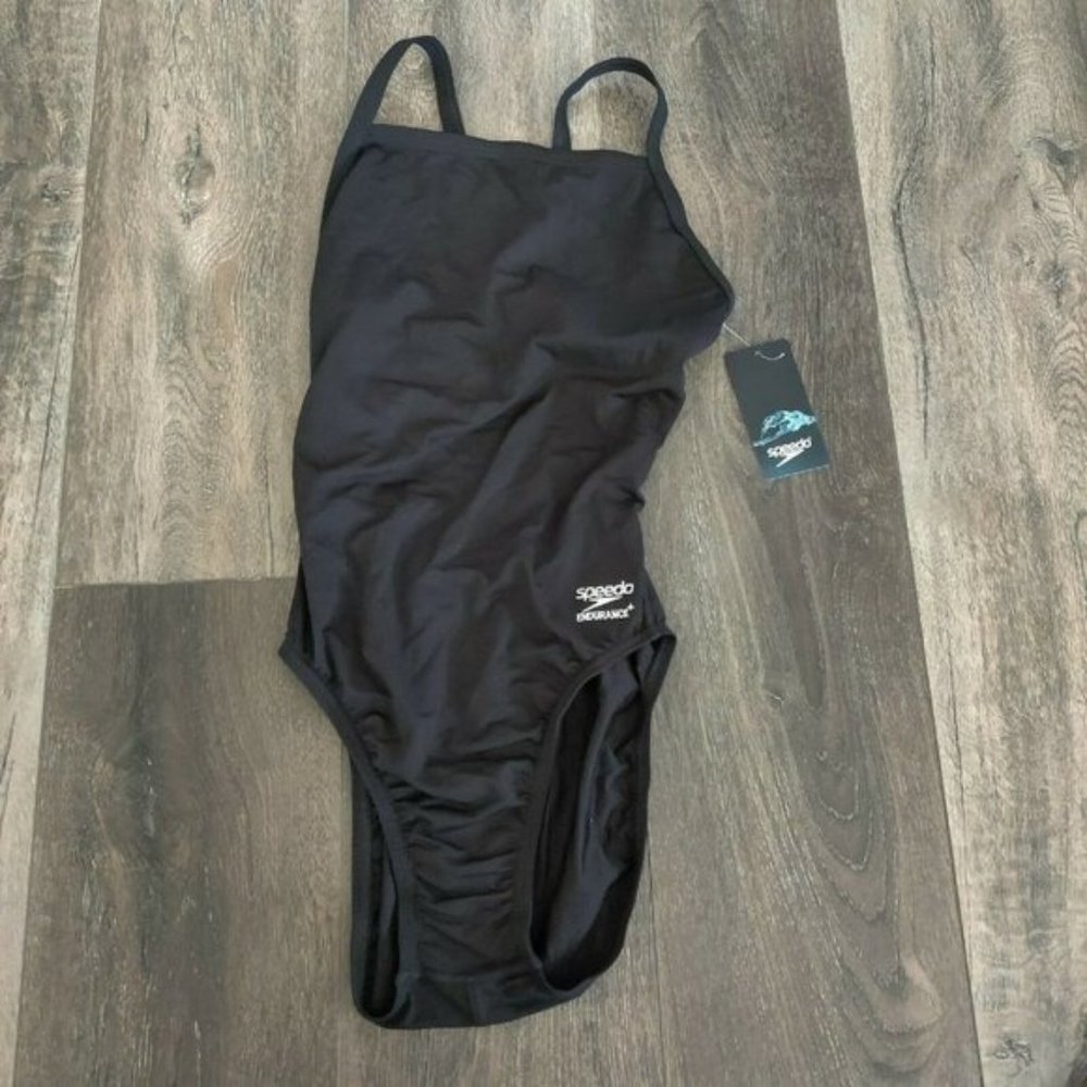 Speedo Endurance Flyback Training Black One Piece SwimSuit Size 6 / 32